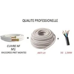 KIT DE RACCORDEMENT COMPLET 1/4 3/8 TOUTE CLIMATISATION 3 METRES PRET A POSER