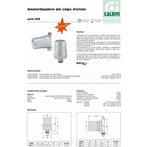 Caleffi 525040 ANTISHOCK Antibélier 1/2 Pouce M Corps En Laiton, Chromé 5 Caleffi 525040 ANTISHOCK Antibélier 1/2 Pouce M Corps En Laiton, Chromé – Image 5