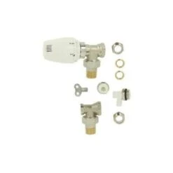 COMAP Kit Thermostatique équerre 1/2 (15x21) - Inclus Robinet, Tête Thermostatique, Raccord De Réglage, Purgeurs, Clé - VMP05A18