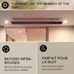 Klarstein Chauffage Electrique à Infrarouge, Chauffage De Jardin 3000W, App Smart WiFi, Télécommande, Minuterie, Affichage LED, Chauffage Exterieur Terrasse IP44, Chauffage D'Appoint Econome Sans CO2 -Atlantic Magasin 36838704 4