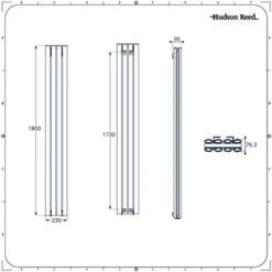 Hudson Reed Vitality Air – Radiateur Design Vertical – Anthracite – 180 X 23cm Double Rang -Atlantic Magasin 3875484 5