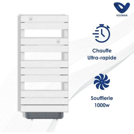 Radiateur Sèche-serviette électrique 1000W Et Soufflant 7500W Blanc - Barres Plates - Thermostat Déporté 2 Radiateur Sèche-serviette électrique 1000W Et Soufflant 7500W Blanc - Barres Plates - Thermostat Déporté – Image 2