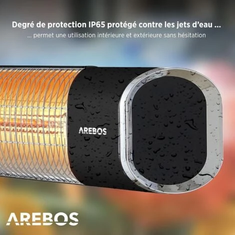 AREBOS Chauffage Radiant Infrarouge 2000 W Radiateur électrique 2 Puissances Inclinaison De 60° Matériel De Fixation Noir 4 AREBOS Chauffage Radiant Infrarouge 2000 W Radiateur électrique 2 Puissances Inclinaison De 60° Matériel De Fixation Noir – Image 4