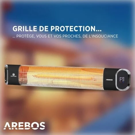 AREBOS Chauffage Radiant Infrarouge 2000 W Radiateur électrique 2 Puissances Inclinaison De 60° Matériel De Fixation Noir 5 AREBOS Chauffage Radiant Infrarouge 2000 W Radiateur électrique 2 Puissances Inclinaison De 60° Matériel De Fixation Noir – Image 5