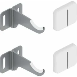 Paire De Supports Muraux Pour Radiateurs En Aluminium - Couverture ABS Blanc Et Isolateurs En Plastique - Capacité Maximale 50 Kg Par Fixation - 2 Pièces.