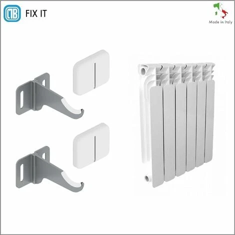 Paire De Supports Muraux Pour Radiateurs En Aluminium - Couverture ABS Blanc Et Isolateurs En Plastique - Capacité Maximale 50 Kg Par Fixation - 2 Pièces. 2 Paire De Supports Muraux Pour Radiateurs En Aluminium - Couverture ABS Blanc Et Isolateurs En Plastique - Capacité Maximale 50 Kg Par Fixation - 2 Pièces. – Image 2