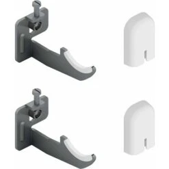 Paire De Supports Muraux Pour Radiateurs En Aluminium Avec Réglage Vertical - Couverture ABS Blanc Et Isolateurs En Plastique - Capacité Maximale 50 Kg Par Fixation - 2 Pièces.
