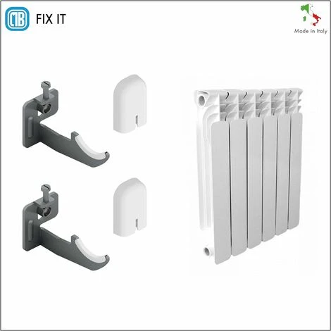 Paire De Supports Muraux Pour Radiateurs En Aluminium Avec Réglage Vertical - Couverture ABS Blanc Et Isolateurs En Plastique - Capacité Maximale 50 Kg Par Fixation - 2 Pièces. 2 Paire De Supports Muraux Pour Radiateurs En Aluminium Avec Réglage Vertical - Couverture ABS Blanc Et Isolateurs En Plastique - Capacité Maximale 50 Kg Par Fixation - 2 Pièces. – Image 2