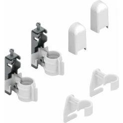 2 Supports Blanc Pour Installation Murale Avec Dispositif De Sécurité Anti-dégagement Et Espaciers Pour Radiateur à Colonne Tubulaire - Couverture ABS Blanc Et Isolateurs En Plastique - 2 Pièces