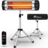 TRESKO Chauffage Extérieur Infrarouge 2500W + Télécommande Radiateur Rayonnant Électrique De Terrase 3 Niveaux De Chaleur Hauteur Réglable