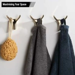 Lot De 3 Crochets Muraux Adhésifs Dorés En Forme De Corne Pour Salle De Bain Et Cuisine Guazhuni （Or） -Atlantic Magasin 47740748 3