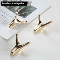 Lot De 3 Crochets Muraux Adhésifs Dorés En Forme De Corne Pour Salle De Bain Et Cuisine Guazhuni （Or） -Atlantic Magasin 47740748 5