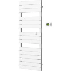 Sèche-Serviettes 750W Télécommandé LCD électrique Aluminium à Barres Plates 50x11x138.5cm, 6 Modes ECO DORRES IP24 Blanc - GREADEN