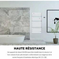 Sèche-Serviettes 500W Télécommandé Aluminium LCD électrique à Lames Plates 50 X 11 X 101cm, 6 Modes ECO HéVIZ IP24 Blanc -GREADEN 9 Sèche-Serviettes 500W Télécommandé Aluminium LCD électrique à Lames Plates 50 X 11 X 101cm, 6 Modes ECO HéVIZ IP24 Blanc -GREADEN -Atlantic Magasin 49087305 5