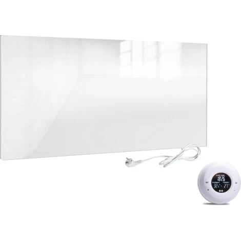 VIESTA H580-GW Chauffage Infrarouge 580W En Verre Blanc + Thermostat VIESTA TH20 1 VIESTA H580-GW Chauffage Infrarouge 580W En Verre Blanc + Thermostat VIESTA TH20