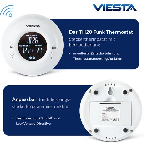 VIESTA H580-GW Chauffage Infrarouge 580W En Verre Blanc + Thermostat VIESTA TH20 3 VIESTA H580-GW Chauffage Infrarouge 580W En Verre Blanc + Thermostat VIESTA TH20 – Image 3