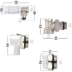 Kit Complet Robinet De Radiateur Thermostatique équerre 15x21 NOYON & THIEBAULT Nickelé/blanc -Atlantic Magasin 49929594 4