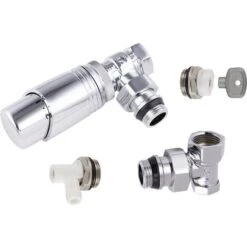 Kit Complet Robinet De Radiateur Thermostatique équerre 15x21 NOYON & THIEBAULT Chromé