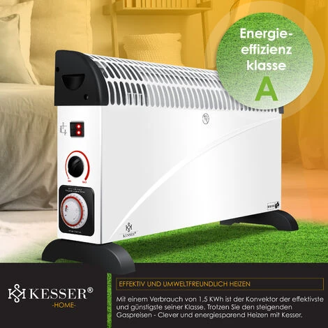 KESSER® Convecteur 2000 watts Appareil De Chauffage, Minuterie 24 h Contrôle Thermique En Continu Chauffage Turbo 3 niveaux Poignées De Transport, Blanche 3 KESSER® Convecteur 2000 watts Appareil De Chauffage, Minuterie 24 h Contrôle Thermique En Continu Chauffage Turbo 3 niveaux Poignées De Transport, Blanche – Image 3