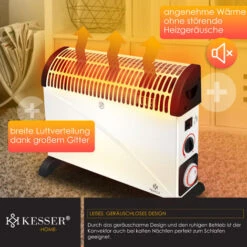 KESSER® Convecteur 2000 watts Appareil De Chauffage, Minuterie 24 h Contrôle Thermique En Continu Chauffage Turbo 3 niveaux Poignées De Transport, Blanche 9 KESSER® Convecteur 2000 watts Appareil De Chauffage, Minuterie 24 h Contrôle Thermique En Continu Chauffage Turbo 3 niveaux Poignées De Transport, Blanche -Atlantic Magasin 50753050 5