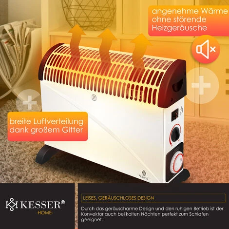 KESSER® Convecteur 2000 watts Appareil De Chauffage, Minuterie 24 h Contrôle Thermique En Continu Chauffage Turbo 3 niveaux Poignées De Transport, Blanche 5 KESSER® Convecteur 2000 watts Appareil De Chauffage, Minuterie 24 h Contrôle Thermique En Continu Chauffage Turbo 3 niveaux Poignées De Transport, Blanche – Image 5