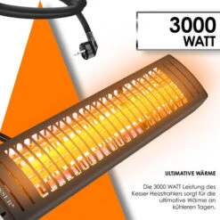 KESSER® Chauffage Radiant Infrarouge 3000 W Pour Terrasse Et Gastronomie Chauffage à Quartz Parasol Extérieur Chauffage Infrarouge Chauffage De Terrasse Avec Télécommande Réglable En Hauteur Jardin & -Atlantic Magasin 50753520 5