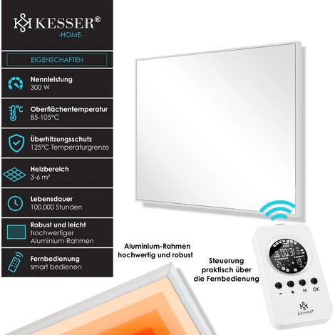 KESSER® Chauffage Infrarouge Avec Thermostat Radiateur Mural Radiator électrique IP44, 300W (de) 2 KESSER® Chauffage Infrarouge Avec Thermostat Radiateur Mural Radiator électrique IP44, 300W (de) – Image 2