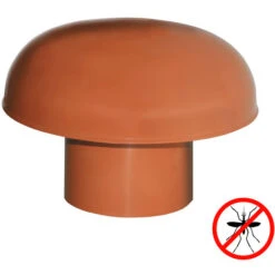 Chapeau De Ventilation PVC Avec Moustiquaire - Rouge Tuile - Ø125mm