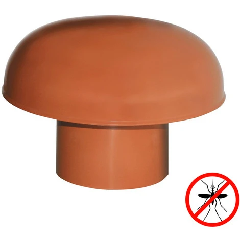 Chapeau De Ventilation PVC Avec Moustiquaire - Rouge Tuile - Ø125mm 1 Chapeau De Ventilation PVC Avec Moustiquaire - Rouge Tuile - Ø125mm