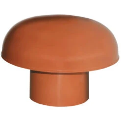 Chapeau De Ventilation PVC Sans Moustiquaire - Rouge Tuile - Ø80mm