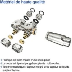 Meykoers Kit Complet Robinet De Radiateur Thermostatique équerre Vannes De Radiateur 1/2 Coudée Chromée -Atlantic Magasin 54568110 3