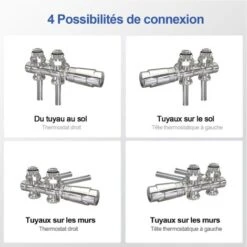 Meykoers Kit Complet Robinet De Radiateur Thermostatique équerre Vannes De Radiateur 1/2 Coudée Chromée -Atlantic Magasin 54568110 4