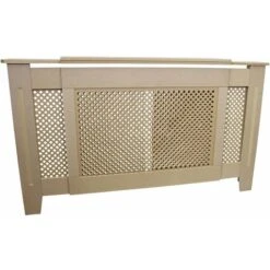 Cache Radiateur Ajustable & Extensible à Motif Grillagé En MDF Naturel Personnalisable De 140cm à 192cm De Large X 82cm De Haut X 20,5cm De Profondeur Décoration Intérieur [Kit De Fixations INCLUS]