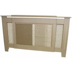 Cache Radiateur Ajustable & Extensible à Motif Grillagé En MDF Naturel Personnalisable De 140cm à 192cm De Large X 82cm De Haut X 20,5cm De Profondeur Décoration Intérieur [Kit De Fixations INCLUS] -Atlantic Magasin 54658970 3
