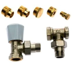 COMAP Kit Manuel équerre 1/2 (15x21) - Inclus Robinet, Tête Manuelle, Raccord De Réglage, Purgeurs, Clé - VMP05A20