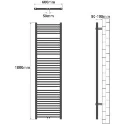 Radiateur Sèche-serviettes Salle De Bain Montage Mural Connexion Centrale 180 X 60 Cm -Atlantic Magasin 55080529 3