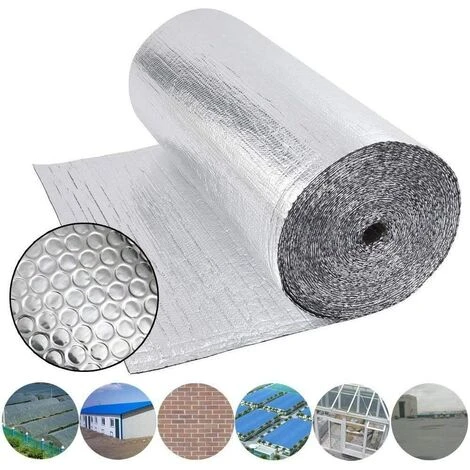 Dripex Isolant Thermique En Film Aluminisé A Bulles Double Face Isolation 3-4mm Pour Radiateur Sol Toit Mur, Reflecteurs De Chaleur Isolant Thermoréfléchissant-0.6x10M 2 Dripex Isolant Thermique En Film Aluminisé A Bulles Double Face Isolation 3-4mm Pour Radiateur Sol Toit Mur, Reflecteurs De Chaleur Isolant Thermoréfléchissant-0.6x10M – Image 2