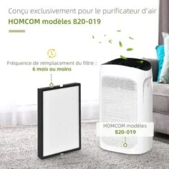HOMCOM Filtre Pour Purificateur D'air Réf. 823-019 - Filtre 3 En 1 Avec Filtre à Charbon Actif, Filtre HEPA - Blanc Noir -Atlantic Magasin 55776787 4