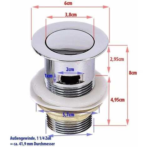 Vanne De Vidange Sortie écoulement Push Up, Pop Up Pour Lavabo écoulement, (Push) - Presse4 2 Vanne De Vidange Sortie écoulement Push Up, Pop Up Pour Lavabo écoulement, (Push) - Presse4 – Image 2