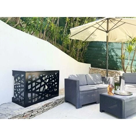 Cache Climatisation Amazonian Aluminium Noir RAL9005 - Taille Petit - L 100 X H 70 X P 50 Cm 1 Cache Climatisation Amazonian Aluminium Noir RAL9005 - Taille Petit - L 100 X H 70 X P 50 Cm