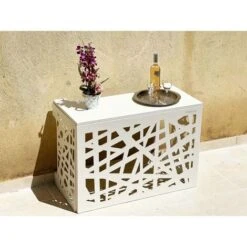 Cache Climatisation Amazonian Aluminium Beige Clair RAL9001 - Taille Petit - L 100 X H 70 X P 50 Cm