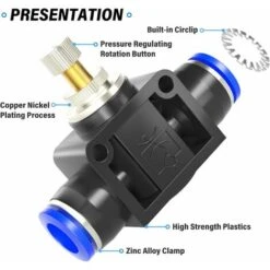 Déstockage 5 Pièces 6mm OD Vanne De Régulation De Débit D'air Avec Raccord Push To Connect, Régulateur De Vitesse Droit (SA6) -Atlantic Magasin 59853759 3