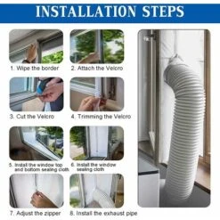 Kit Calfeutrage Climatiseur Mobile Porte Fenetre 300cm, Pour Climatiseurs, Sèche-linge Et Déshumidificateurs Tuyau évacuation Calfeutrage Fermeture éclair, Facile A Installer -Atlantic Magasin 60210019 4