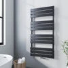 Meykoers Radiateur Sèche-serviette Anthracite 120x60cm Sèche-serviette Eau Chaude, 667W Lames Plates Chauffage Eau Chaude Serviettes