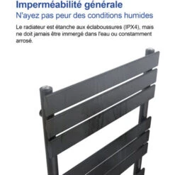 Meykoers Radiateur Sèche-serviette Anthracite 120x60cm Sèche-serviette Eau Chaude, 667W Lames Plates Chauffage Eau Chaude Serviettes -Atlantic Magasin 61197804 4