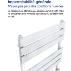 Meykoers Sèche-serviette Eau Chaude 100x40cm Blanc Radiateur Sèche-serviette Barres Plates, 370W Chauffage Eau Chaude -Atlantic Magasin 61197813 3