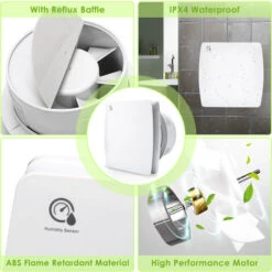 SWANEW Ventilateur De Salle De Bain Capteur D'humidité Minuterie De Ventilateur 100mm Ventilateur Mural Toilette 7 SWANEW Ventilateur De Salle De Bain Capteur D'humidité Minuterie De Ventilateur 100mm Ventilateur Mural Toilette -Atlantic Magasin 63763598 3