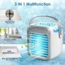 Climatiseur Portable, Climatiseur 3 En 1, Humidificateur D'air à Refroidisseur Par évaporation Compact, Climatiseur De Bureau à 3 Vitesses De Ventilateur BF -Atlantic Magasin 64397028 5