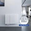 Meykoers Radiateur Chauffage Panneau 63x85cm Blanc Horizontal Radiateur Eau Chaude Simple Couche Raccord Latéral 618 Watt Avec Blanc Soupape