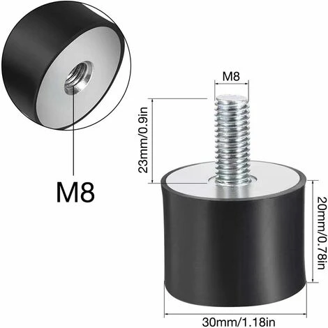 Supports Isolateur En Caoutchouc, 4 Pièces Vis En Caoutchouc Anti Vibrations Amortisseur De Vibrations Support De Fixation (VD30 X 20, M8 X 20)-BDD 2 Supports Isolateur En Caoutchouc, 4 Pièces Vis En Caoutchouc Anti Vibrations Amortisseur De Vibrations Support De Fixation (VD30 X 20, M8 X 20)-BDD – Image 2